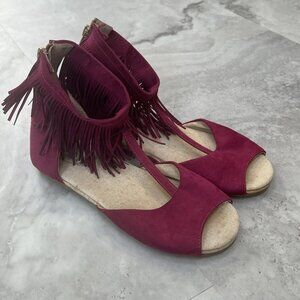 Joyfolie Boho Girl‎ Tassel Sandals Hot Pink Shoes Size 4 Youth